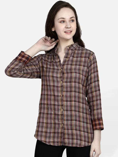 

Molcha Women Brown & Black Regular Fit Checked Casual Shirt
