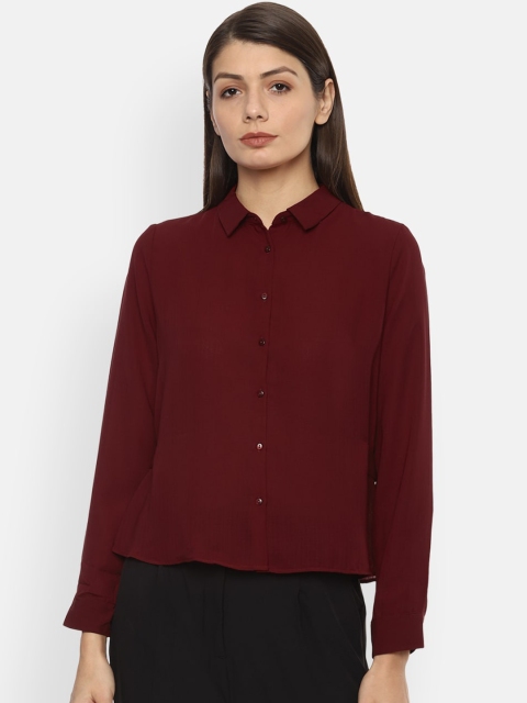 

Van Heusen Woman Women Maroon Regular Fit Solid Casual Shirt