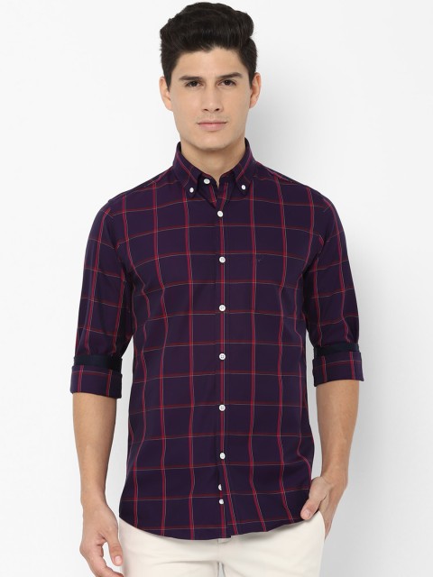 

Allen Solly Men Navy Blue & Red Slim Fit Checked Casual Shirt