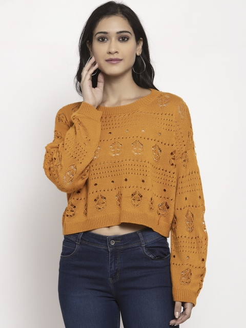 

Global Republic Women Orange Solid Pullover Sweater
