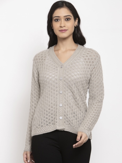 

Global Republic Women Grey Self Design Cardigan Sweater