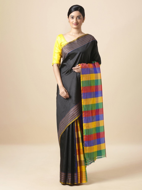 

Taneira Black Checked Pure Cotton Saree
