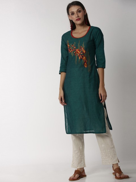 

Soch Women Green Printed A-Line Kurta