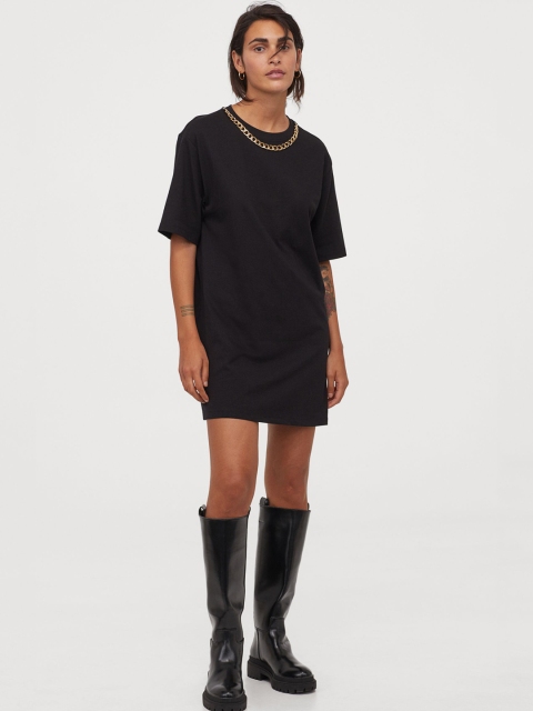 H&M Women Black T-Shirt Dress