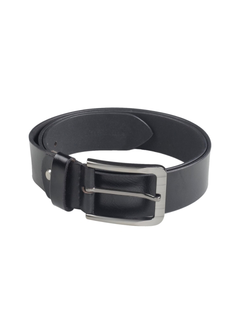 

Khadims Men Black Solid Leather Belt