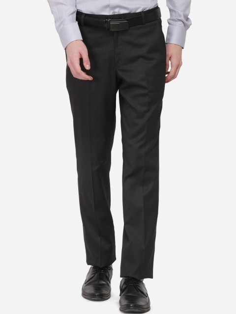 

Greenfibre Men Black Regular Fit Solid Formal Trousers