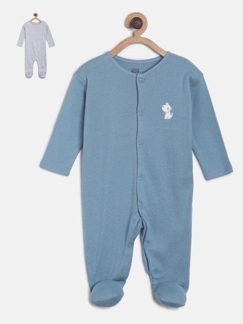 

MINI KLUB Infant Boys Pack Of 2 Blue & Grey Sleepsuits