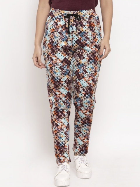

Global Republic Women Brown & Blue Printed Track Pants