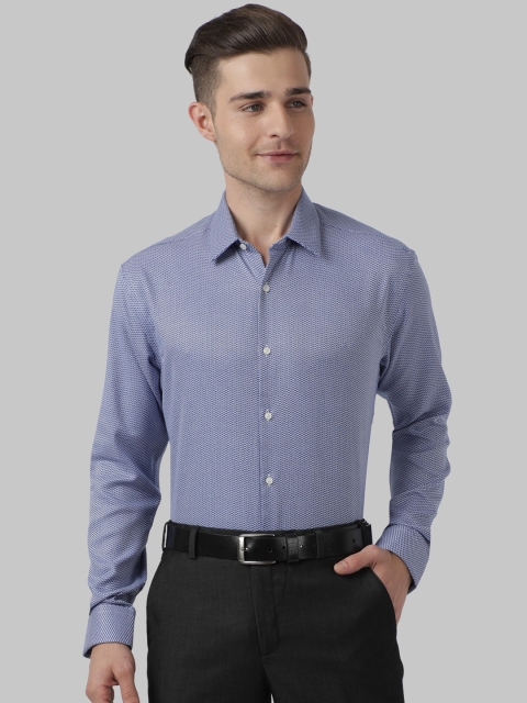 

Park Avenue Men Blue & White Regular Fit Self Design Formal Shirt