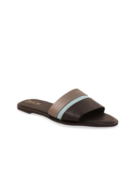 

Siendo Desi Women Brown Striped Synthetic Leather Open Toe Flats