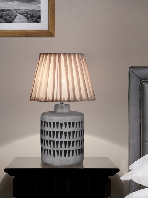 

THE LIGHT STORE Grey Textured Contemporary Bedside Lamp