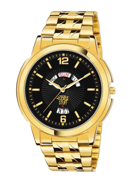 

SWADESI STUFF Boys Black & Gold-Toned Analogue Watch SDS 123