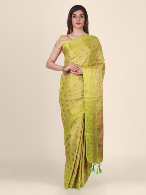 

CLAI WORLD Green Embroidered Silk Blend Saree