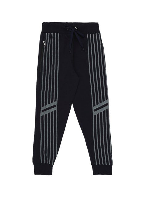 

RAINE AND JAINE Boys Navy Blue Striped Straight Fit Joggers