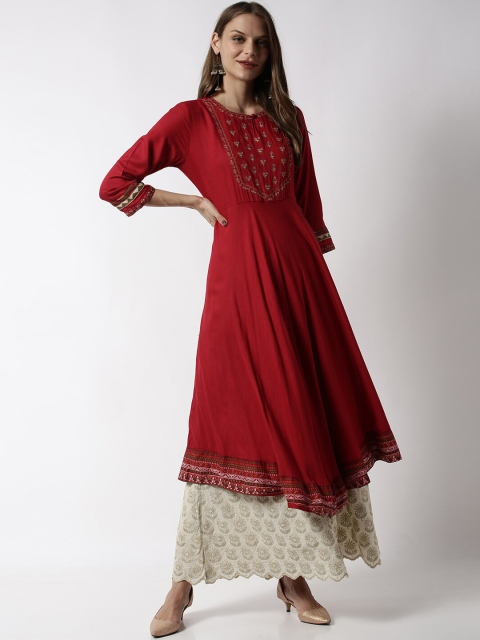 

Soch Maroon Solid Viscose Rayon Kurti