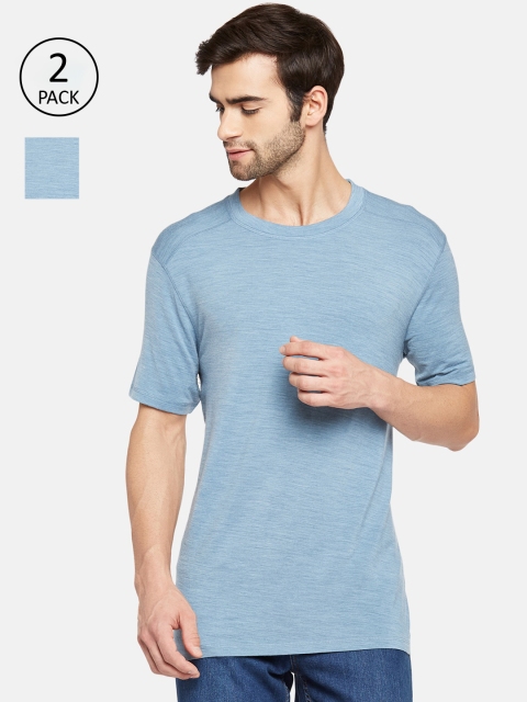 

Kosha Men Sky Blue Merino Wool & Bamboo Half Sleeves Thermal Top Pack of 2