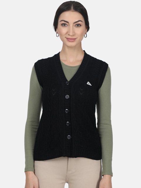 

Monte Carlo Women Black Self Design Cardigan Sweater