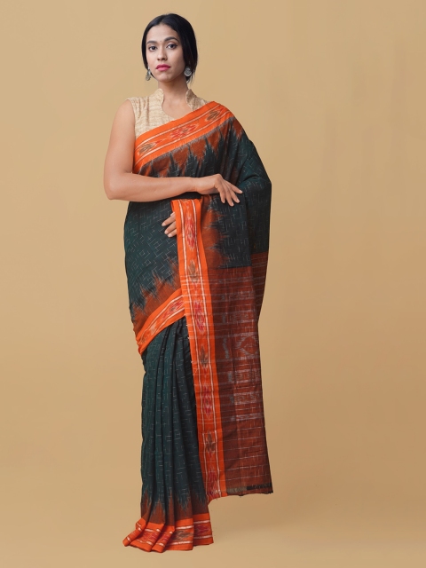 

Unnati Silks Green & Orange Pure Cotton Woven Design Sambalpuri Saree