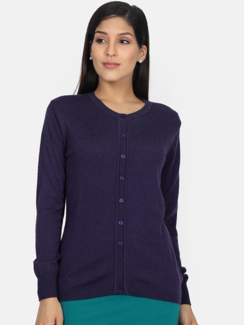 

Monte Carlo Women Blue Solid Cardigan Sweater