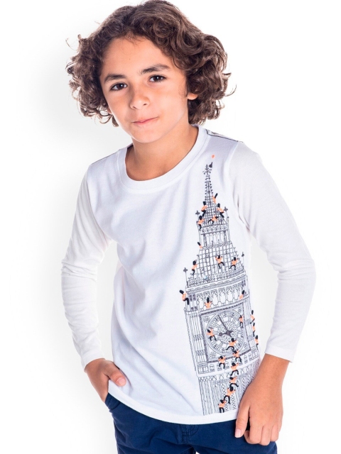 

Cherry Crumble Unisex Kids White Printed Round Neck T-shirt