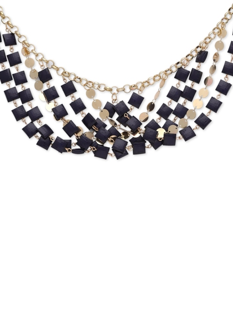 

Globus Gold-Plated & Navy Metal Statement Necklace, Navy blue