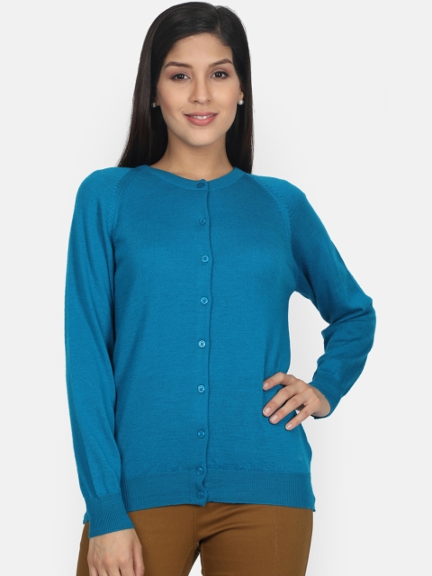 

Monte Carlo Women Blue Solid Cardigan Sweater