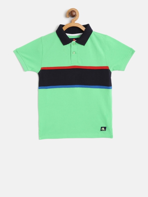 Cherry Crumble Kids Green & Black Colourblocked Polo Collar T-shirt
