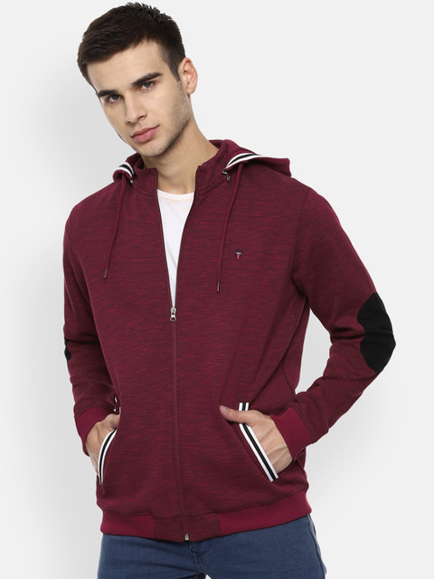 

Louis Philippe Sport Men Maroon Self Design Hooded Sweatshirt