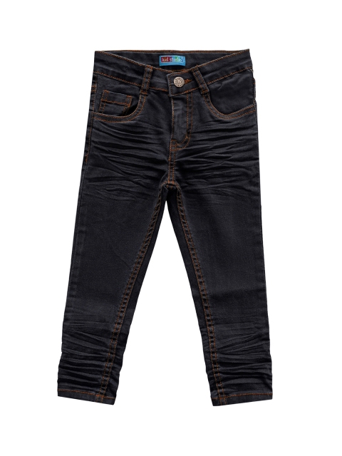 

Kid Studio Boys Black Tapered Fit Mid-Rise Clean Look Stretchable Jeans