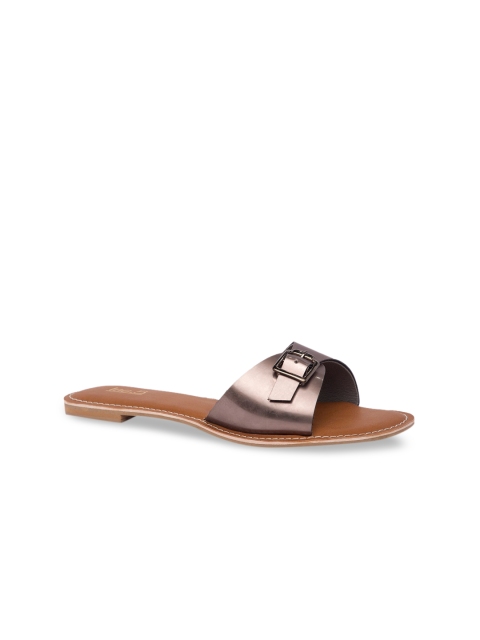 

Inc 5 Women Gunmetal-Toned Solid Open Toe Flats, Metallic