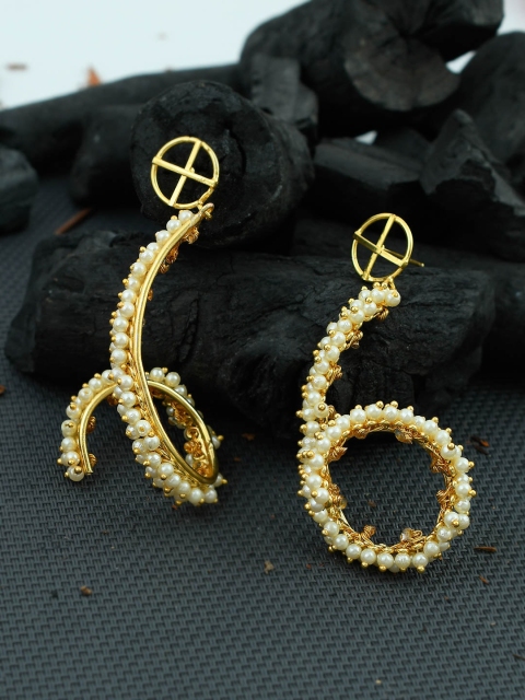 

Silvermerc Designs Gold-Plated & White Contemporary Earring