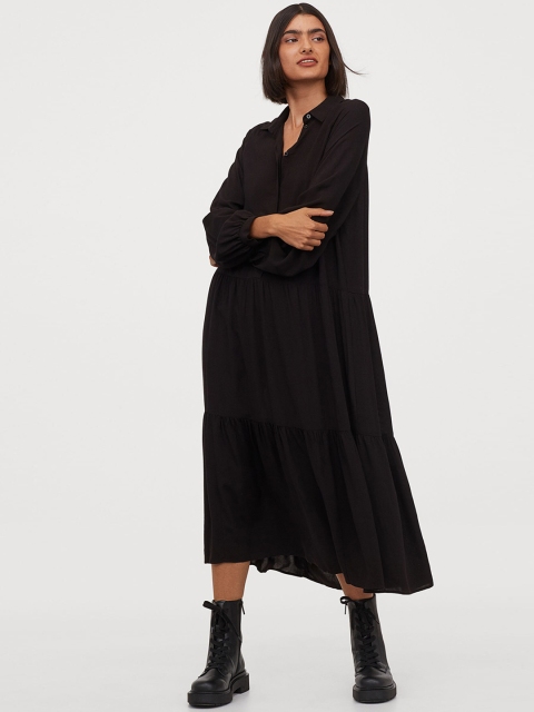 

H&M Women Black Collared Dress