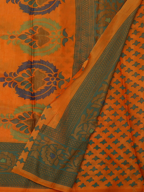 

Pothys Orange & Green Poly Georgette Printed Saree