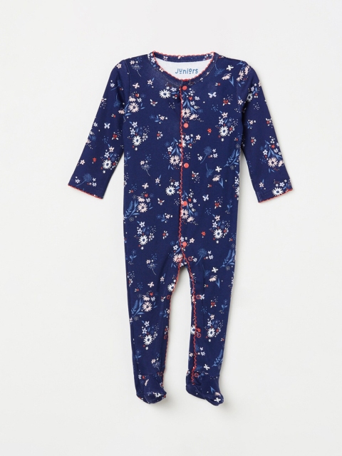 

Juniors by Lifestyle Girls Navy Blue & White Printed Sleepsuit
