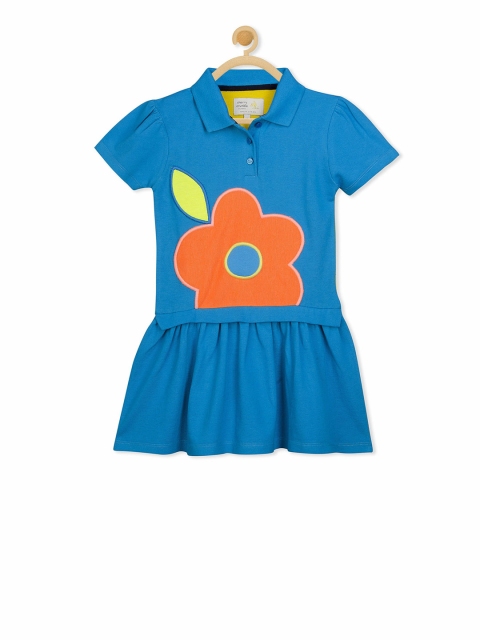 

Cherry Crumble Girls Blue Printed Fit and Flare Dress