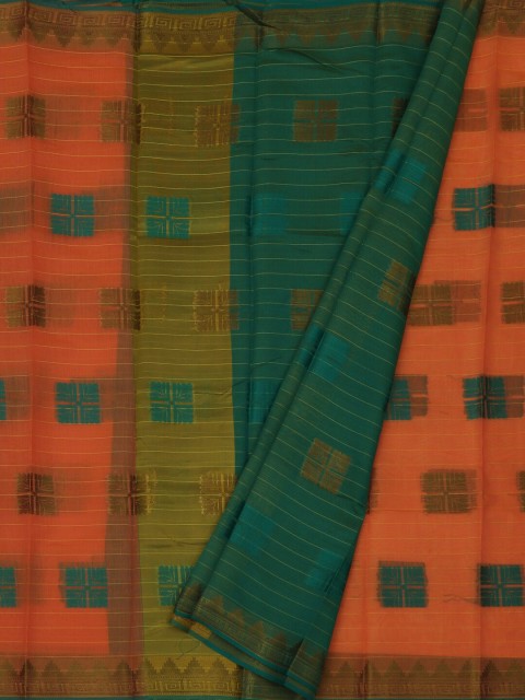 

Pothys Orange Woven Design Cotton Blend Saree