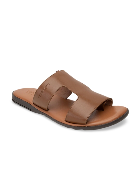 

TONI ROSSI Men Tan Brown Comfort Leather Sandals