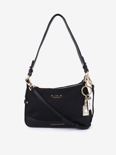 

LYN Black Solid Hobo Bag