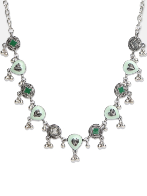 

Globus Green Silver-Plated Enamelled Necklace