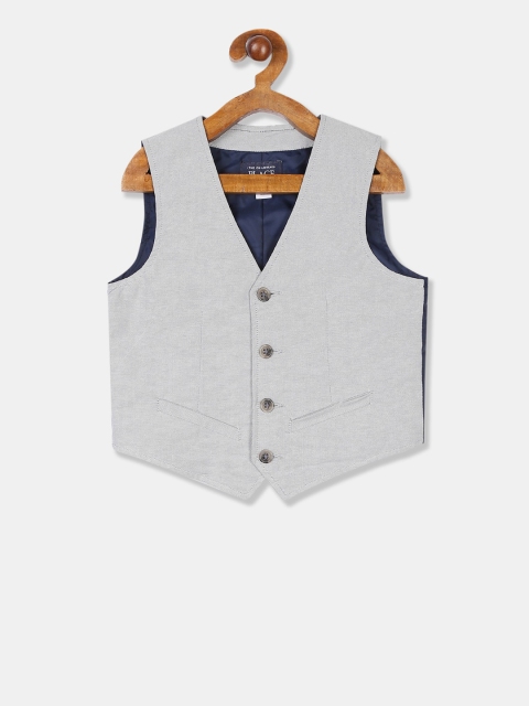 

The Childrens Place Boys Grey & Navy blue Solid Contrast Back Waistcoat