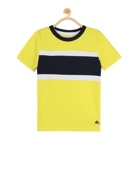 

Cherry Crumble Kids Yellow Colourblocked Round Neck T-shirt