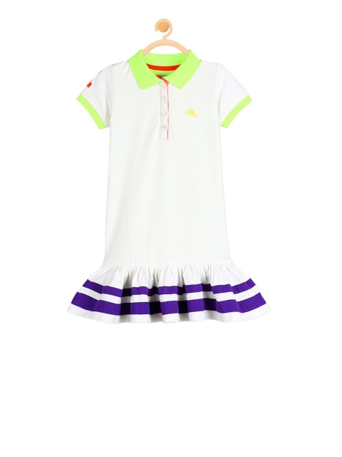 

Cherry Crumble Girls White Solid Drop-Waist Dress