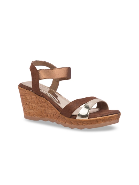 

Inc 5 Women Brown & Silver Colourblocked Wedges