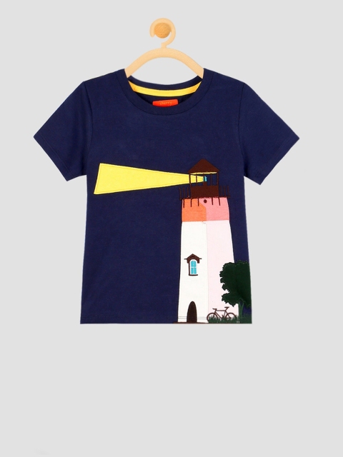 

Cherry Crumble Unisex Kids Blue Solid Round Neck T-shirt