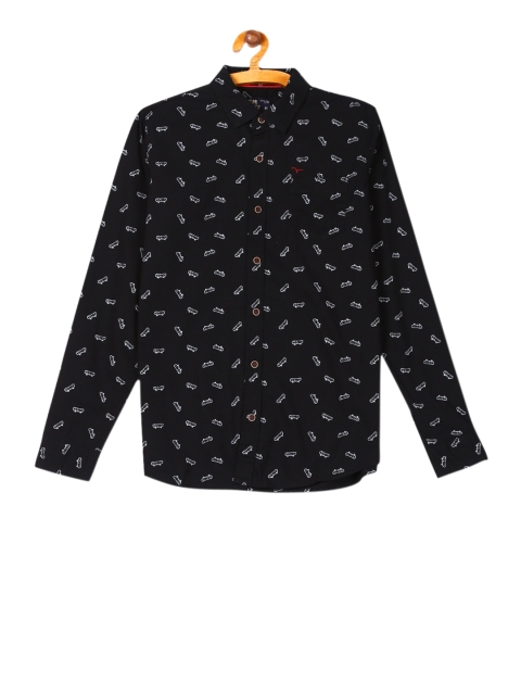 

Flying Machine Boys Black Regular Fit Printed Casual Shirt