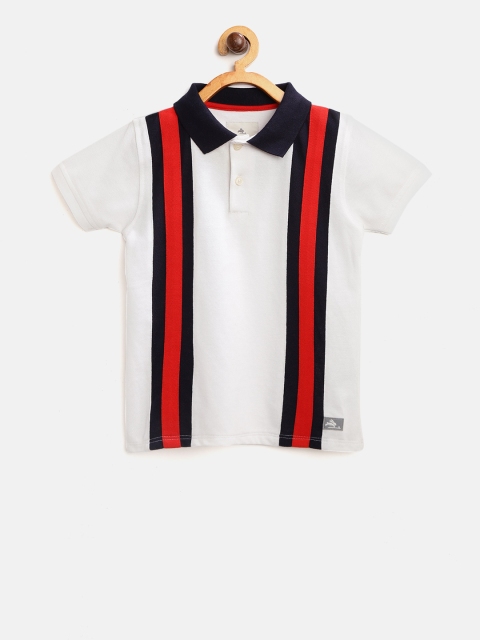 

Cherry Crumble Kids White Striped Polo Collar T-shirt