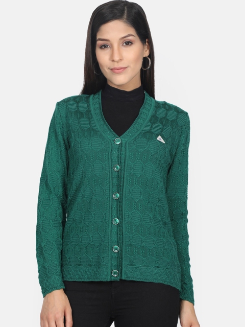 

Monte Carlo Women Green Self Design Cardigan Sweater