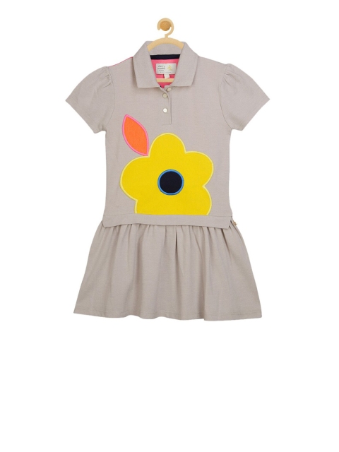 

Cherry Crumble Girls Grey & Yellow Floral Print T-shirt Dress