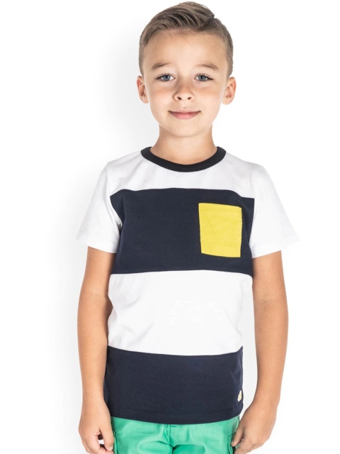 

Cherry Crumble Kids Navy Blue & Grey Colourblocked Round Neck T-shirt