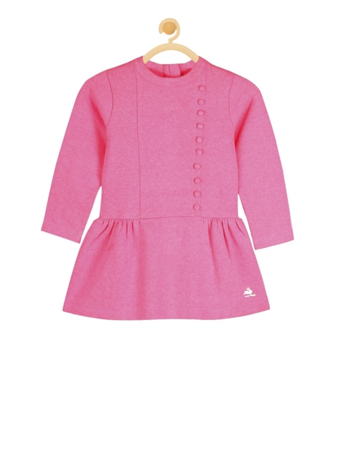 

Cherry Crumble Girls Pink Solid Drop-Waist Dress